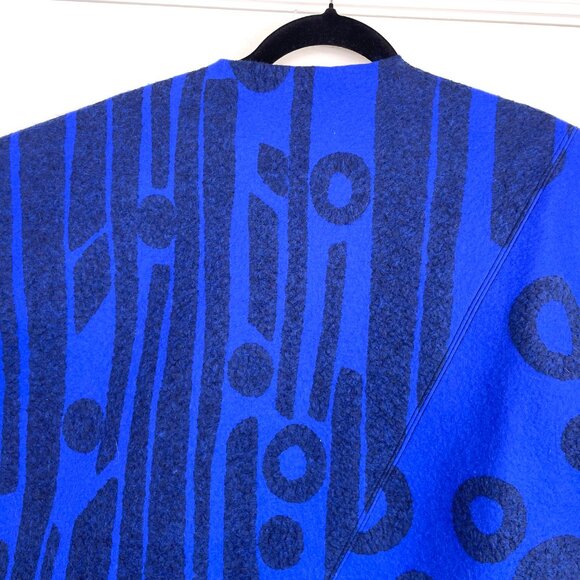 Miriam Carter FeltmakerWoolArt Vest Asymmetrical Button Blue Black Handmade L/XL - Picture 8 of 12
